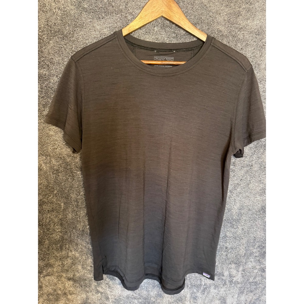 Patagonia Capilene Cool Merino Shirt Mens Large Dark Gray Short Sleeve Crewneck